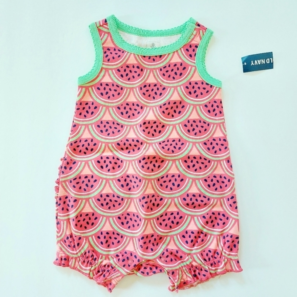 Watermelon Shortsuit‎ Romper Ruffle Bottom size 3-6 months Old Navy Barbie